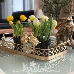 zlatý zrkadlový podnos 43x27cm