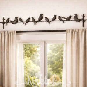 Nástenná dekorácia "Vtáci na drôte" (104 x 15cm)